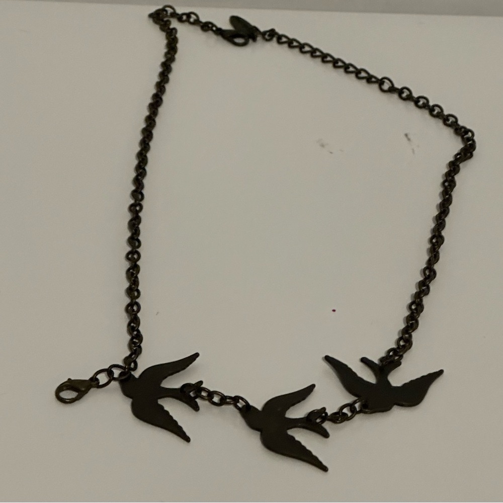 Plunder Design Antique Gold Tone Bird Trio Necklace
